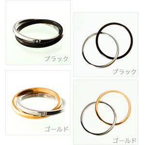 ステンレス キュービックジルコニア入2連リングのディテール画像