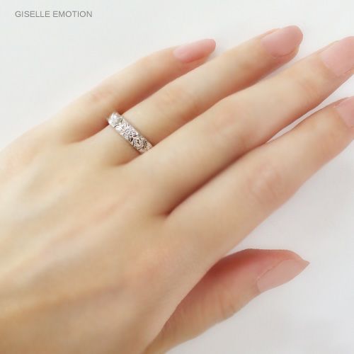 婚指輪　ハワイアンジュエリー　ペアリング『4mm 5mmプラチナ900ダイヤモンドリング』深堀りの男女セット画像