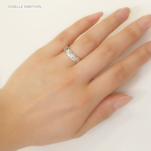 結婚指輪　ハワイアンジュエリー　ペアリング『3mm 5mm１０金ホワイトゴールド』深堀りのサイズ別画像